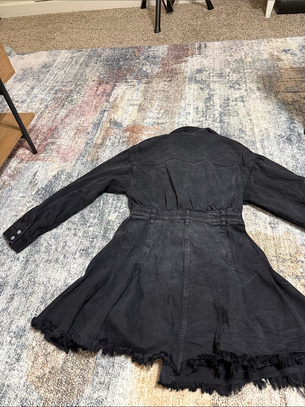 We the Free Black Denim Belted Shirt Jacket-Dress - Picture 5 of 6